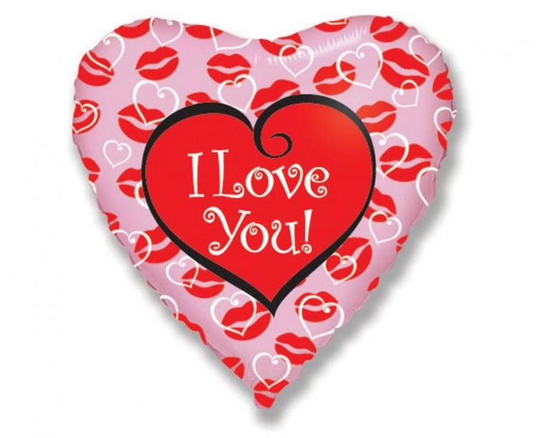 Balon foliowy 18" FX - I love you całuski Serce