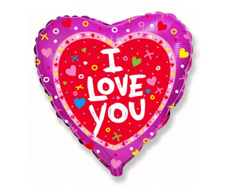 Balon foliowy 18" FX - I love you konfetti Serce