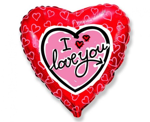 Balon foliowy 18" FX - " love you dwa serduszka Serce