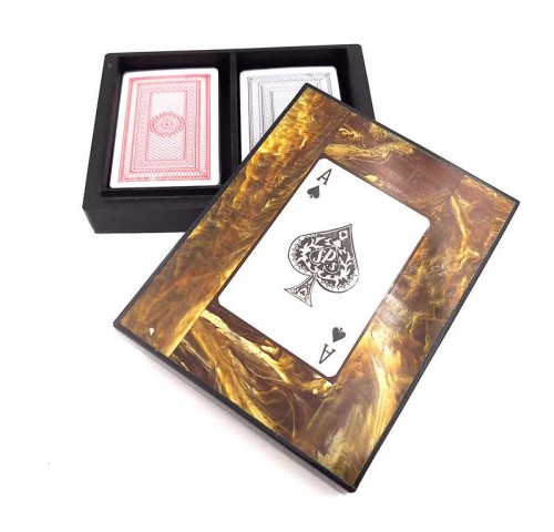 Dwie talie kart do gry w luksusowym pudełku z żywicy – Prezent dla Gracza  (2).jpg