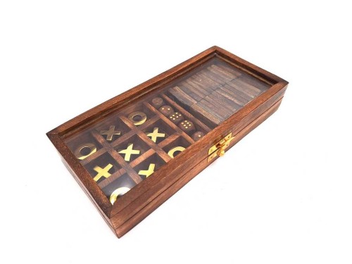 Zestaw Gier - Domino, Kości, Kółko i Krzyżyk w Pudełku ze Szklanym Topem  (1).jpg