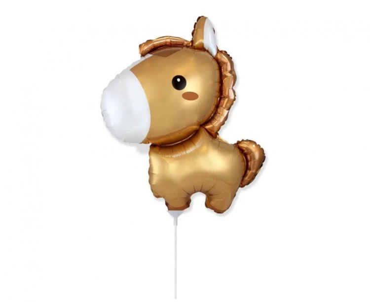 Balon foliowy brązowy Konik mały balon koń kucyk 14"