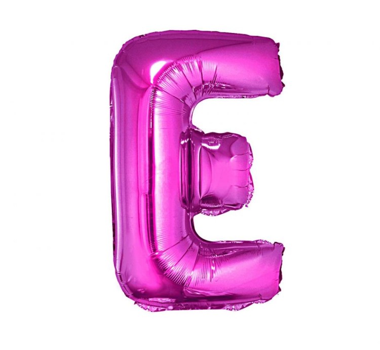 Balon foliowy różowa litera E różowy balon literka 35 cm