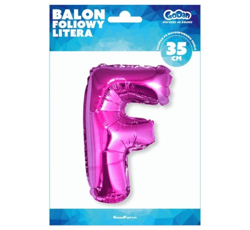 Balon foliowy różowa litera F różowy balon literka 35 cm