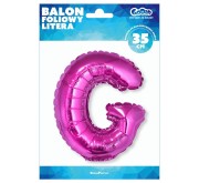 Balon foliowy różowa litera G różowy balon literka 35 cm