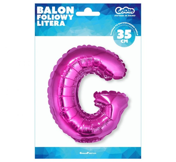 Balon foliowy różowa litera G różowy balon literka 35 cm