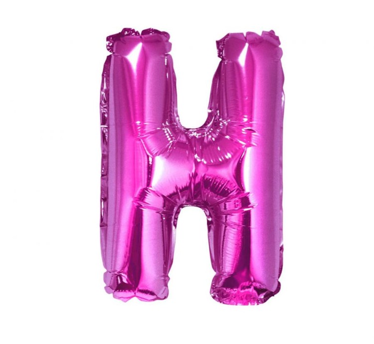 Balon foliowy różowa litera H różowy balon literka 35 cm