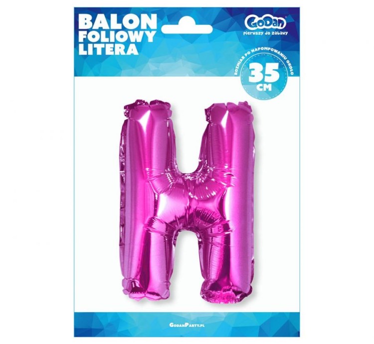 Balon foliowy różowa litera H różowy balon literka 35 cm