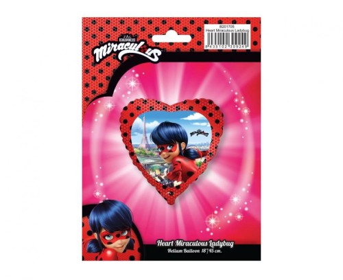 Balon foliowy serce Miraculum Biedronka serduszko pakowany 18"