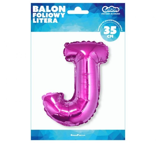 Balon foliowy różowa litera J różowy balon literka 35 cm