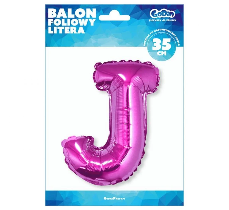 Balon foliowy różowa litera J różowy balon literka 35 cm