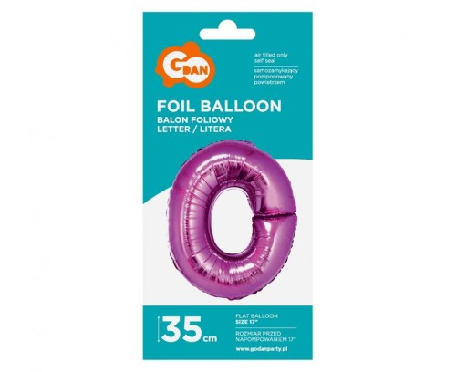 Balon foliowy różowa litera O różowy balon literka 35 cm