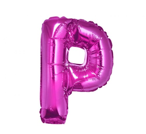 Balon foliowy różowa litera P różowy balon literka 35 cm