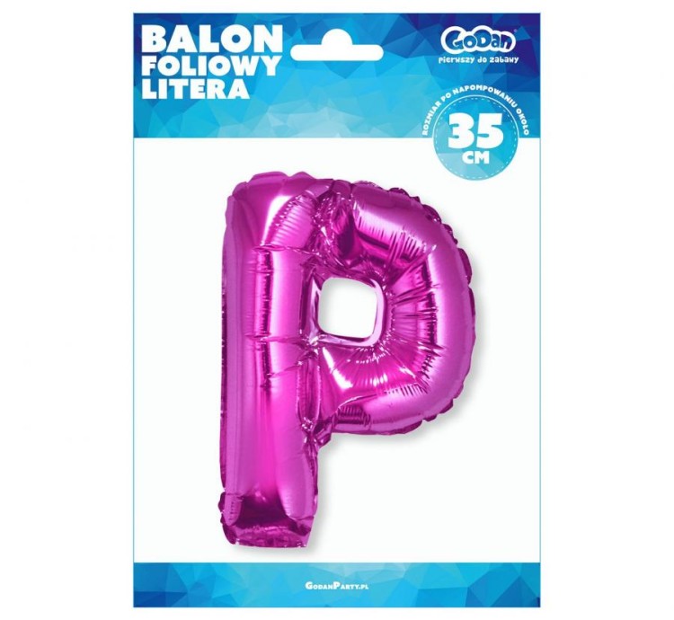 Balon foliowy różowa litera P różowy balon literka 35 cm