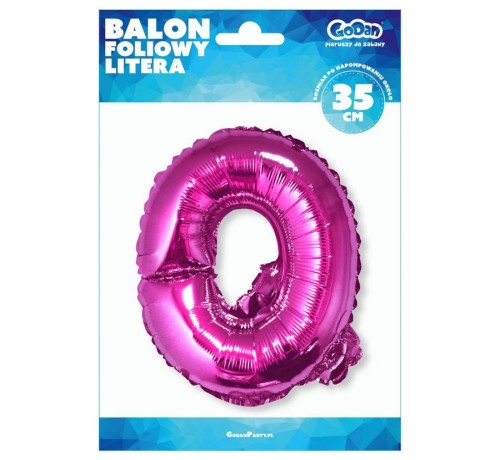 Balon foliowy różowa litera Q różowy balon literka 35 cm