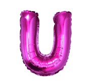 Balon foliowy różowa litera U różowy balon literka 35 cm