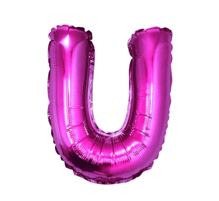 Balon foliowy różowa litera U różowy balon literka 35 cm