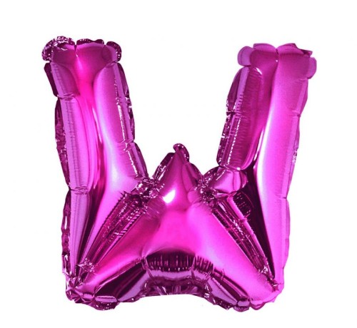 Balon foliowy różowa litera W różowy balon literka 35 cm