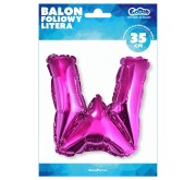 Balon foliowy różowa litera W różowy balon literka 35 cm