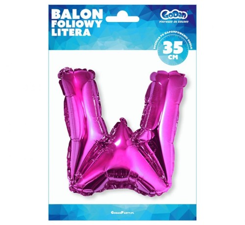 Balon foliowy różowa litera W różowy balon literka 35 cm