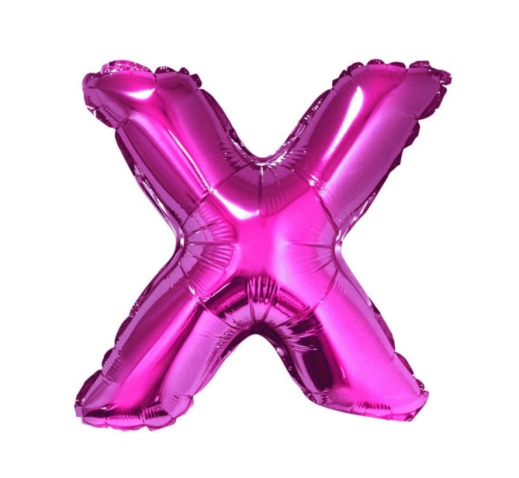 Balon foliowy różowy litera X różowy balon literka 35 cm