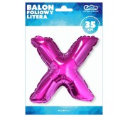 Balon foliowy różowy litera X różowy balon literka 35 cm