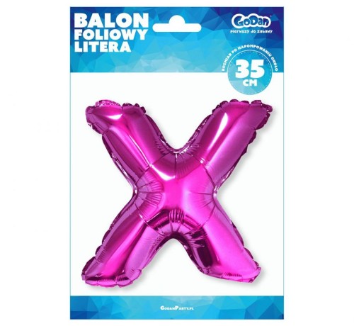 Balon foliowy różowy litera X różowy balon literka 35 cm