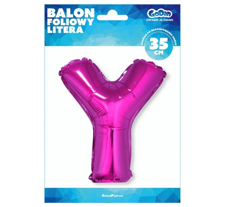 Balon foliowy różowy litera Y różowy balon literka 35 cm