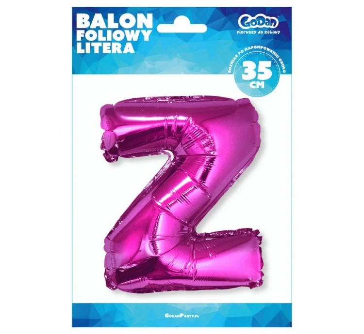 Balon foliowy różowa litera Z różowy balon literka 35 cm