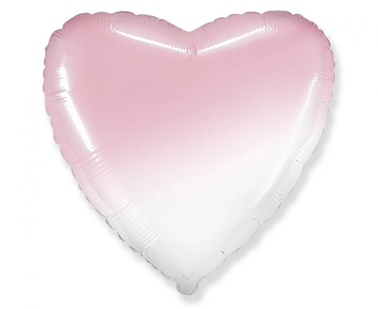 Balon foliowy Serduszko Serce gradient biało-różowy 18"