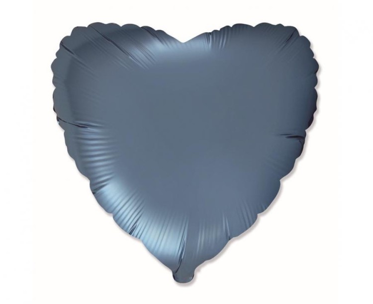 Balon foliowy Serce satynowy stalowo-niebieski Serduszko 18"