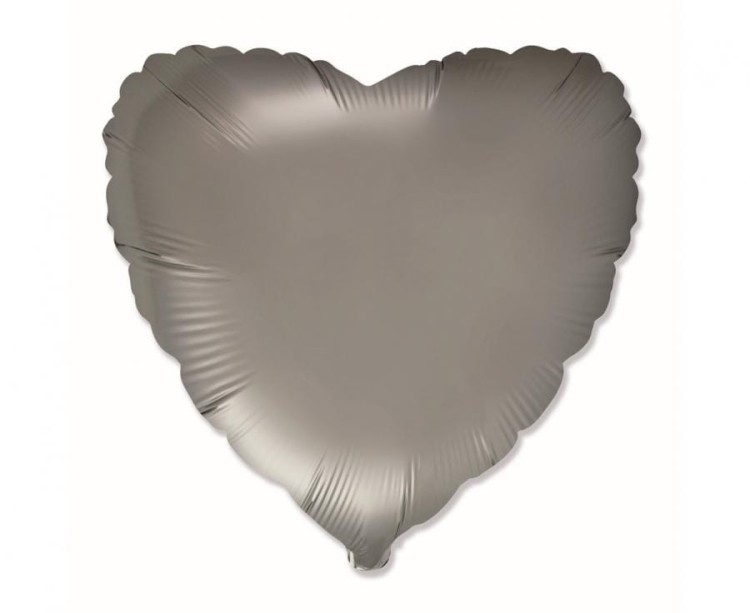 Balon foliowy Serce satynowy stalowo-szary Serduszko 18"