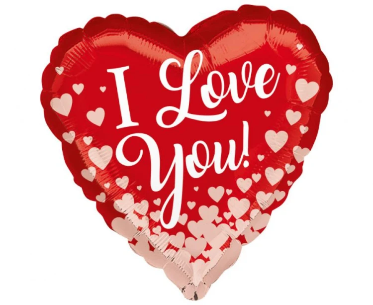Balon foliowy 18" HRT - Rose Gold Hearts zapakowany Serce