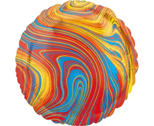 Balon foliowy 18" Marblez - okrągły kolorowy zapakowany