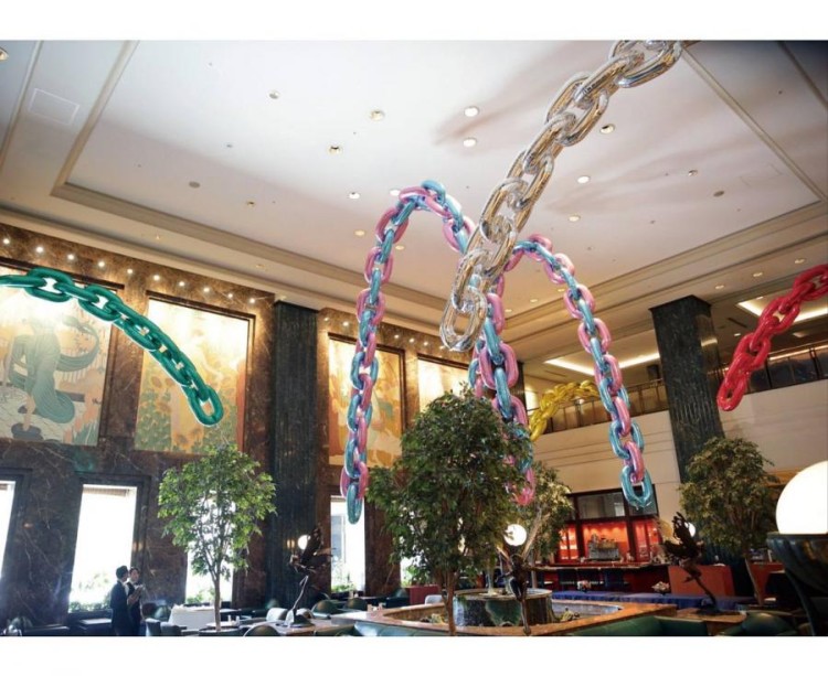 Balon Ibrex Chain Hel ogniwo 73 x 53 cm Metaliczny jasnoróżowy 5 szt.