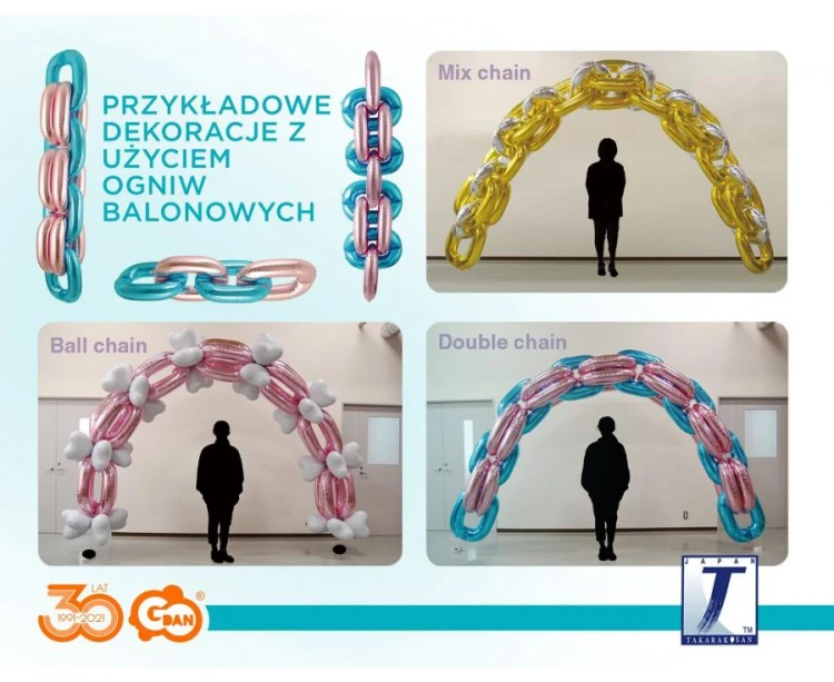 Balon Ibrex Chain Hel ogniwo 73 x 53 cm Metaliczny ecrui 5 szt.