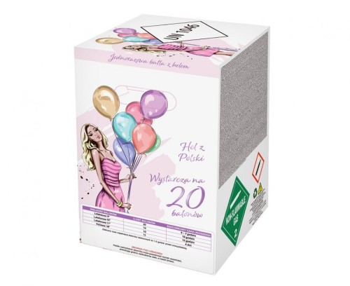 Butla z helem (jednorazowa) na 20 balonów rozm. 9 cali, prod. GoDan