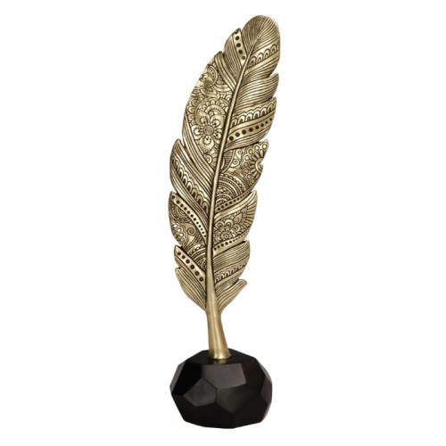 Złota dekoracja Pióro - Elegancja i Styl w Twoim Wnętrzu Figurka .jpg