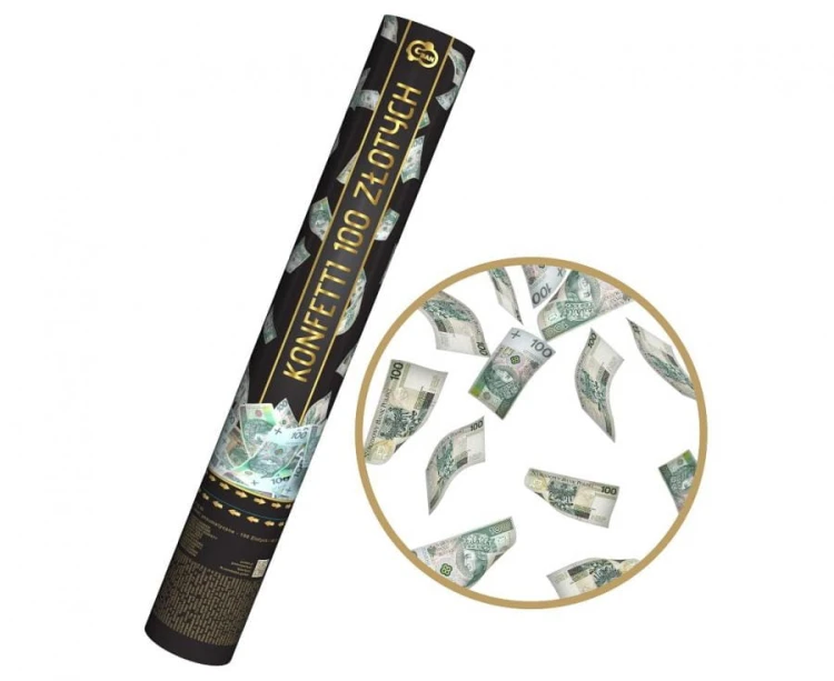 Konfetti pneumatyczne 100 Złotych 40 cm