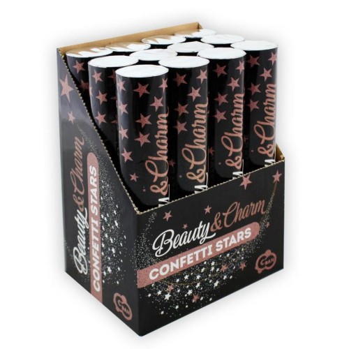 Konfetti pneumatyczne Różowo-Złote Gwiazdki 30 cm