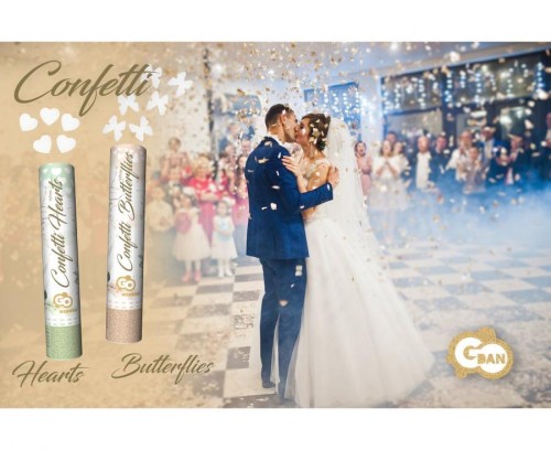 Konfetti pneumatyczne Serduszka papierowe białe 30 cm