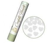 Konfetti pneumatyczne Serduszka papierowe białe 30 cm