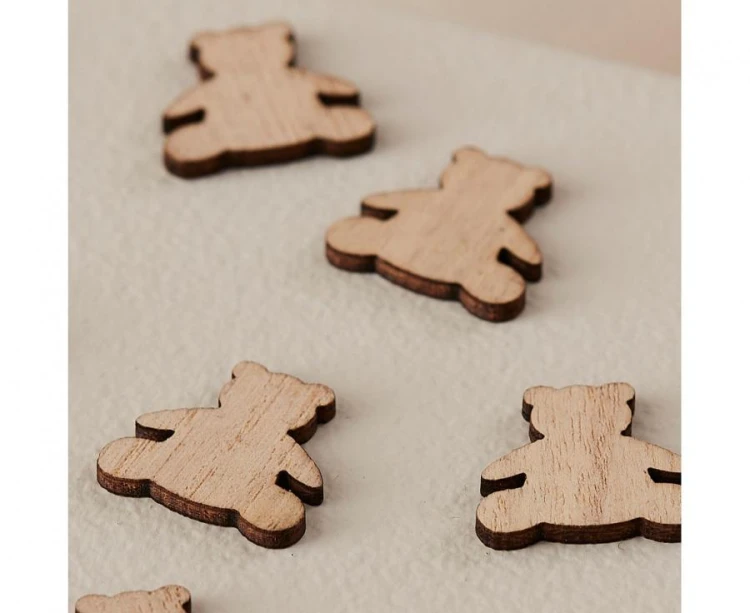 Drewniane konfetti Miś 2,5x2,5 cm 13g dekoracje imprezy