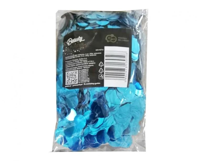 Konfetti foliowe Kółeczka 2 cm 250g, turkusowe