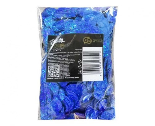 Konfetti foliowe Kółeczka 2 cm 250g holograficzny niebieski
