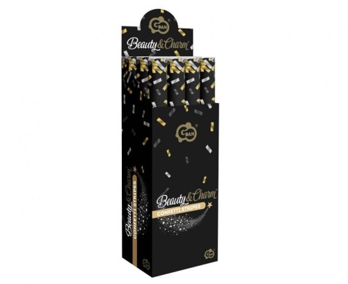 Konfetti pneumatyczne Złoto-srebrno-czarny mix foliowe 60cm