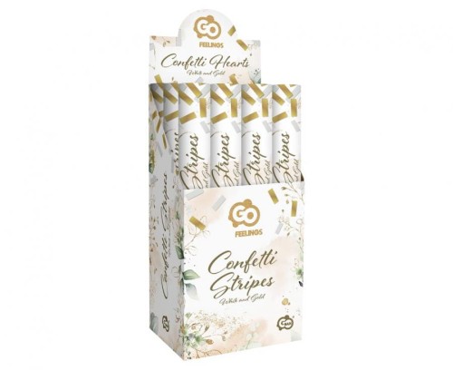 Konfetti pneumatyczne Złoto-białe paski papierowe 40cm