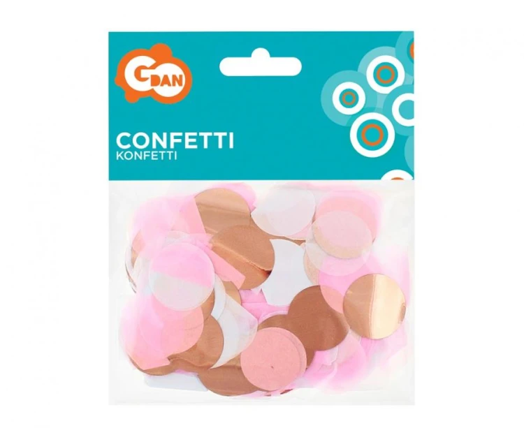 Konfetti Kółeczka papierowo-foliowe różowo-złoty mix 15 g