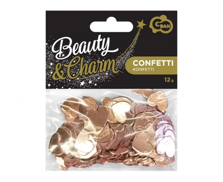 Konfetti papierowe Serca różowo-złote 12 g