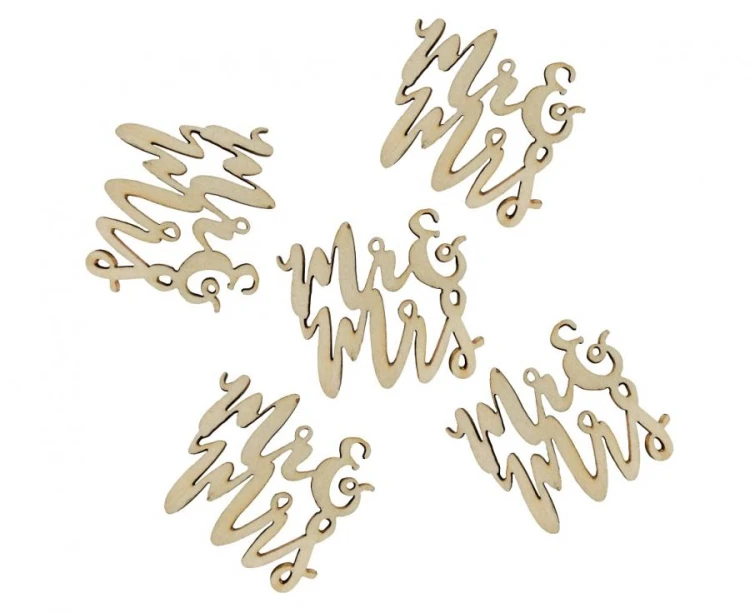 Konfetti drewniane Mr i Mrs 4x4 cm